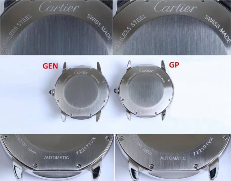 卡地亚Ronde de Cartier系列WSRN0002复刻真假对比评测底盖图