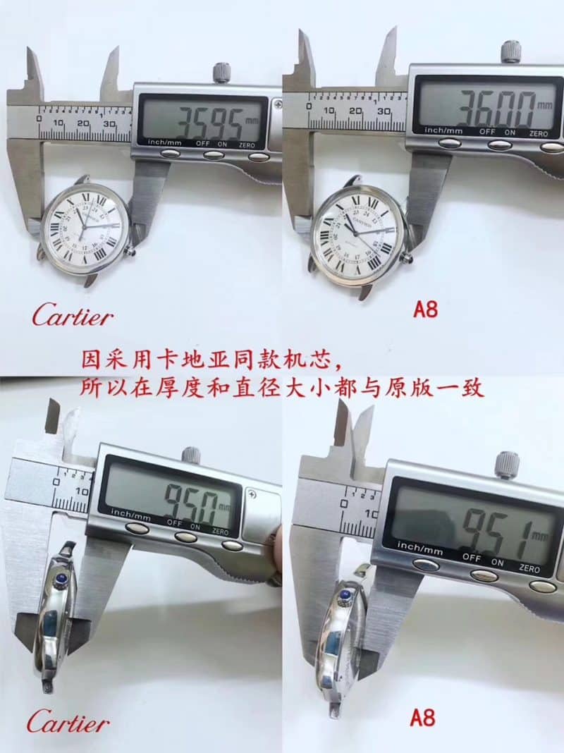 卡地亚伦敦系列36毫米复刻表评测尺寸图