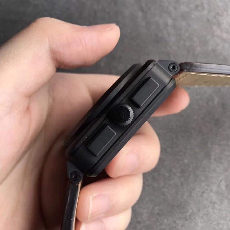 柏莱士INSTRUMENTS系列香槟色表盘尺寸42棕色皮牛侧面图