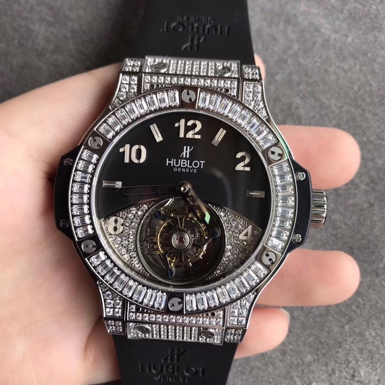 宇舶大爆炸BigBang陀飞轮镶钻黑盘复刻表正面图
