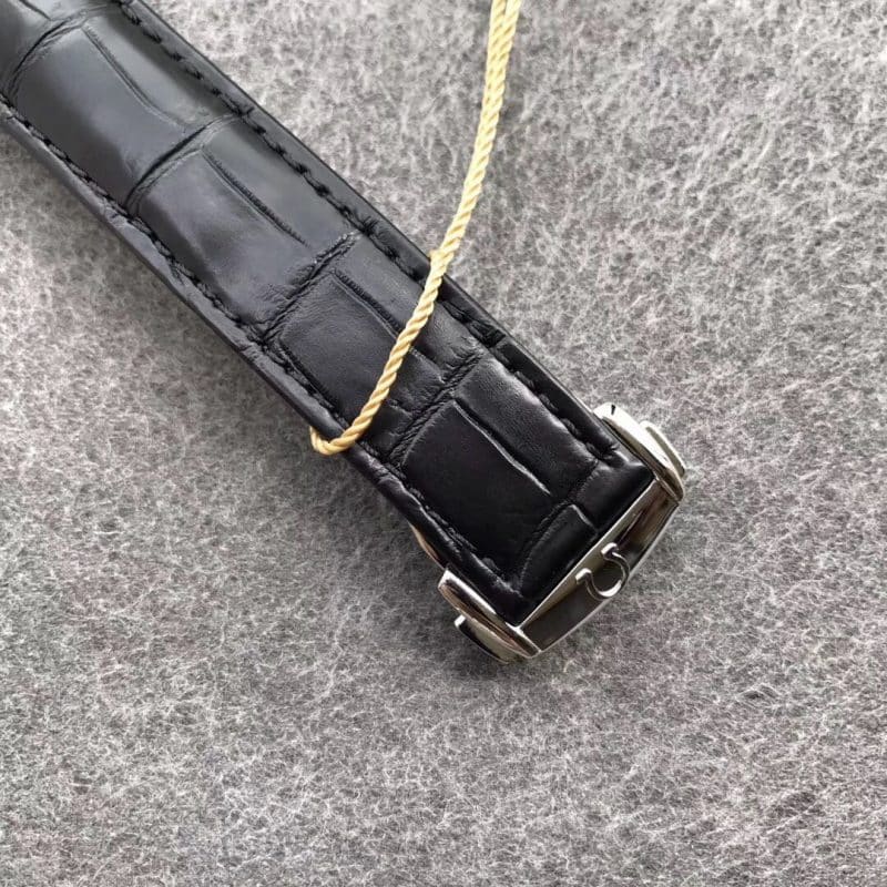 VS厂欧米茄蝶飞经典蓝色罗马刻度男士高档机械手表鳄鱼皮 蓝盘黑盘表扣图