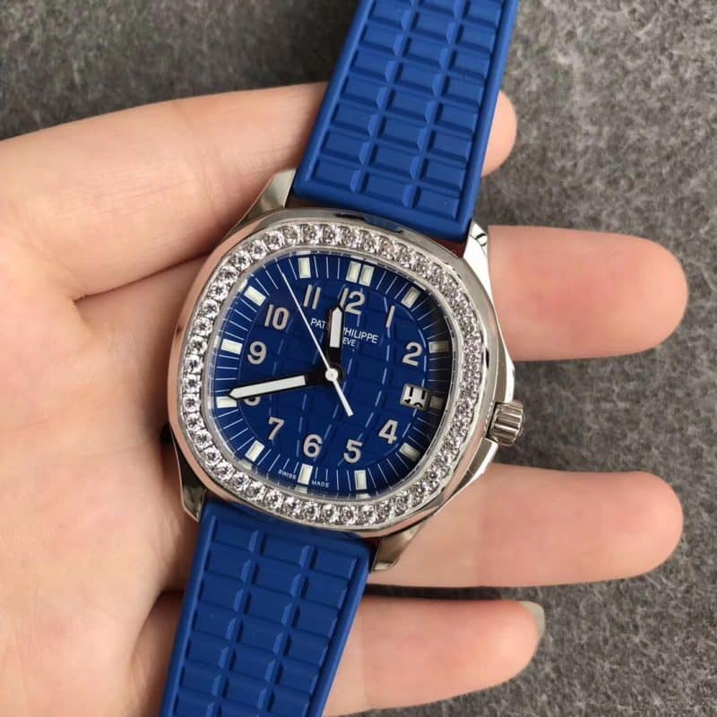 PPF厂百达翡丽女表机械5067A手雷硅胶表带蓝盘复刻表正面图
