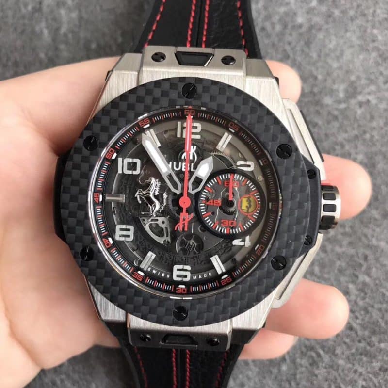 V6厂宇舶法拉利碳纤维 直径45.5 运动机械表正面图