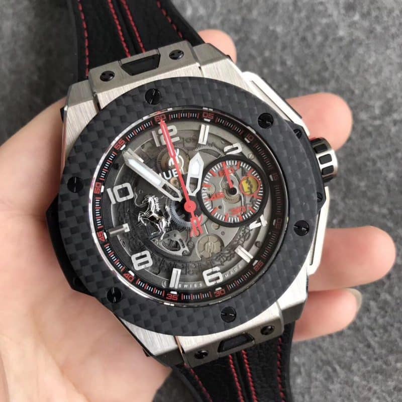 V6厂宇舶法拉利碳纤维 直径45.5 运动机械表正面图