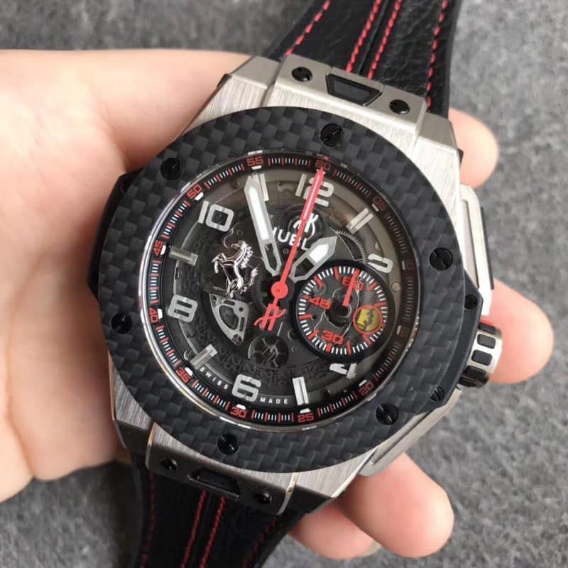 V6厂宇舶法拉利碳纤维 直径45.5 运动机械表正面图