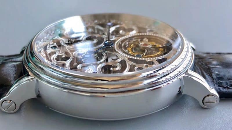 精雕细琢 百达翡丽镂空陀飞‌轮‌雕花复刻男表机械侧面图