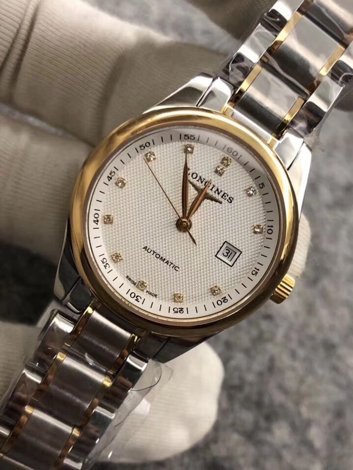 浪琴名匠瑞士ETA2671机芯间金钻刻度复刻女表正面图