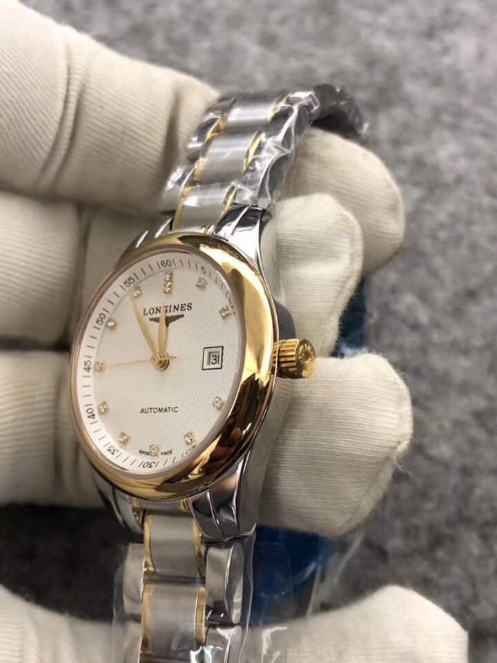 浪琴名匠瑞士ETA2671机芯间金钻刻度复刻女表侧面图