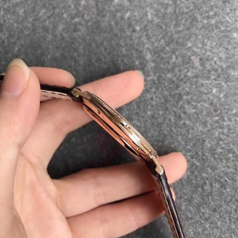 MKS厂伯爵Altiplano系列经典超薄机械男士简洁手表（玫瑰金白盘）侧面图