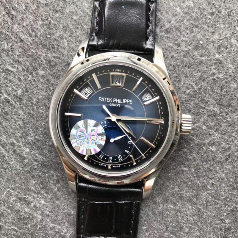 GR厂百达翡丽复杂功能时计复刻表5205G-013 直径40（蓝盘）正面图