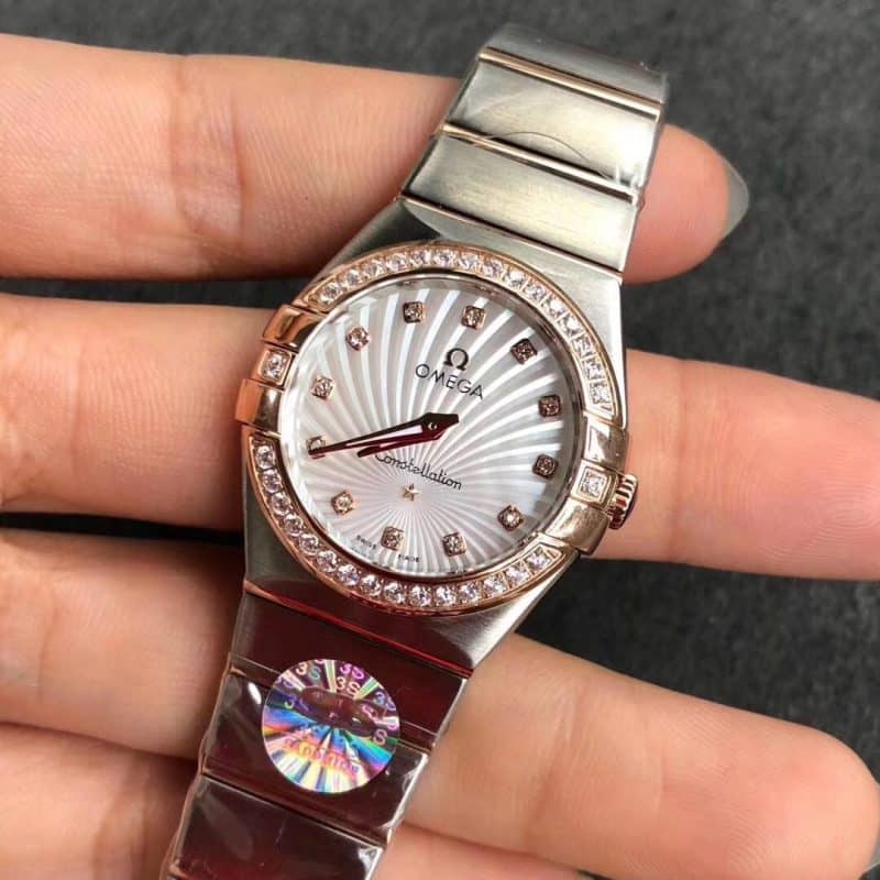 3s厂欧米茄星座系列27mm玫瑰金女表顶级复刻正面图
