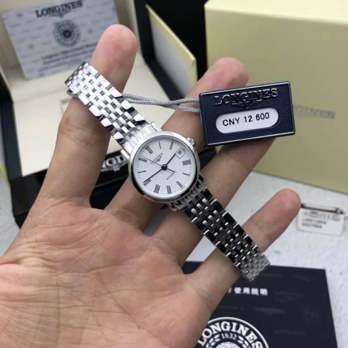 顶级复刻原单海淘正品浪琴博雅系列女款25.5mm机械表原装瑞士机芯正面图
