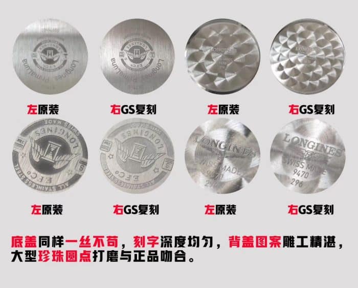 浪琴心月系列月相复刻女表 真假对比底盖细节图