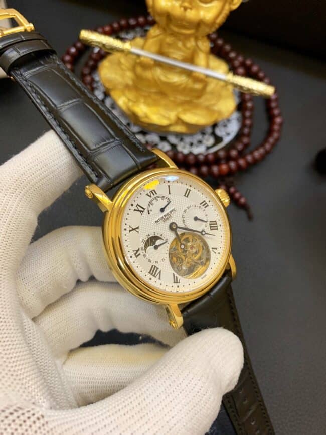 真金复刻百达翡丽金表陀飞轮复刻表支持国检证书 一卡一码正面图