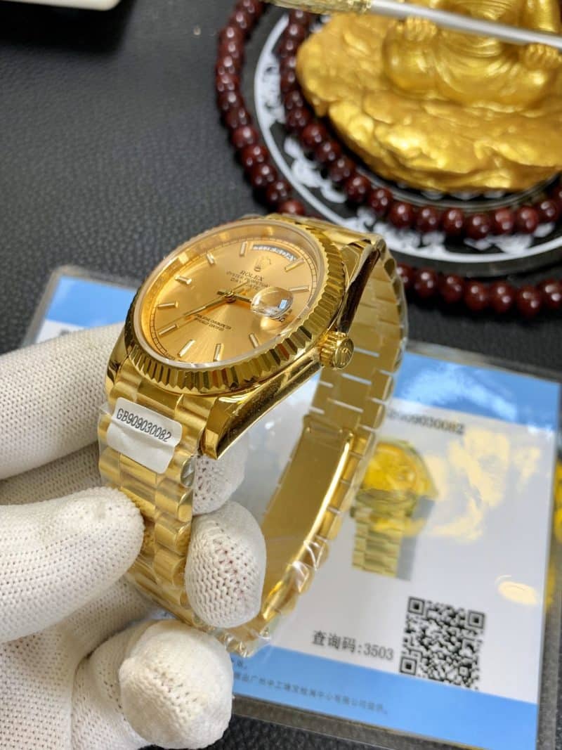 真金复刻劳力士日志型18k包金 男士机械腕表细节图