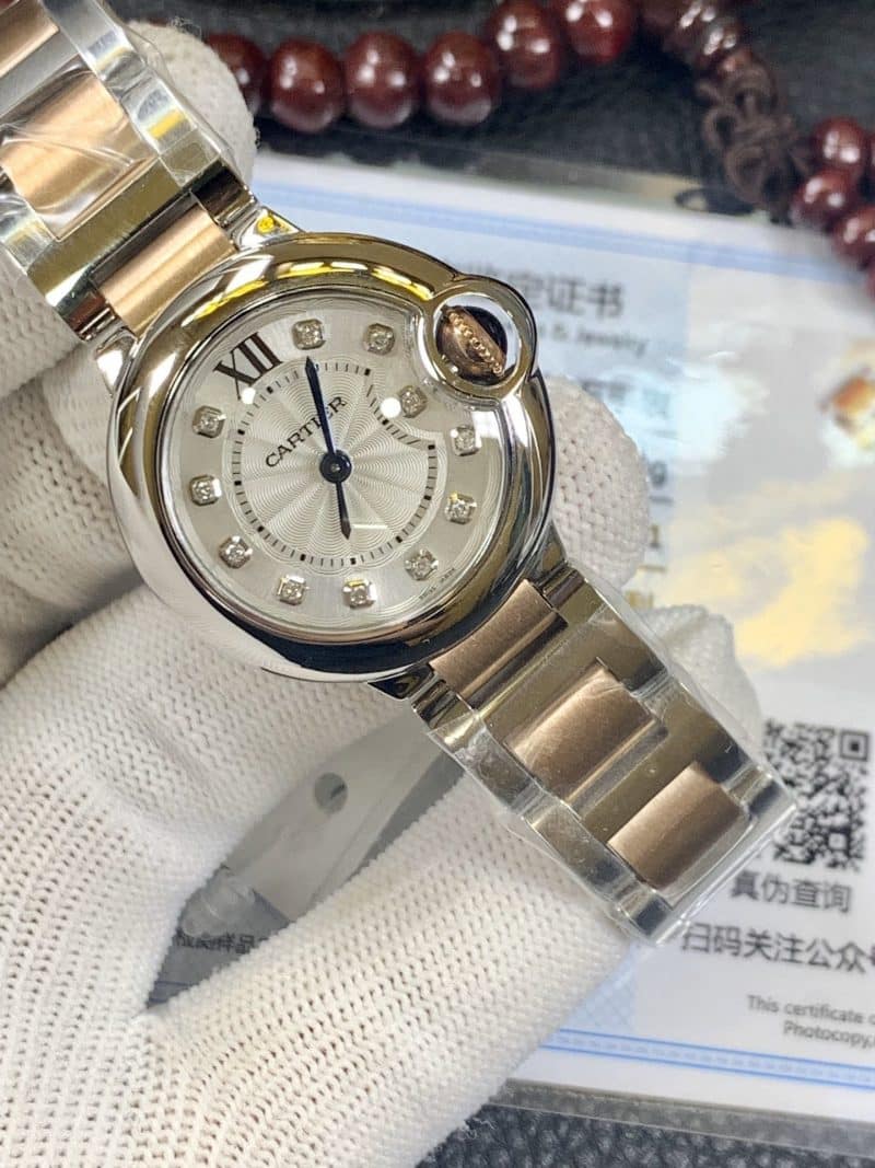 卡地亚蓝气球女表28mm 镶南非真钻正面图