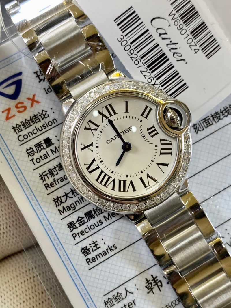 卡地亚蓝气球女表28mm 镶南非真钻正面图