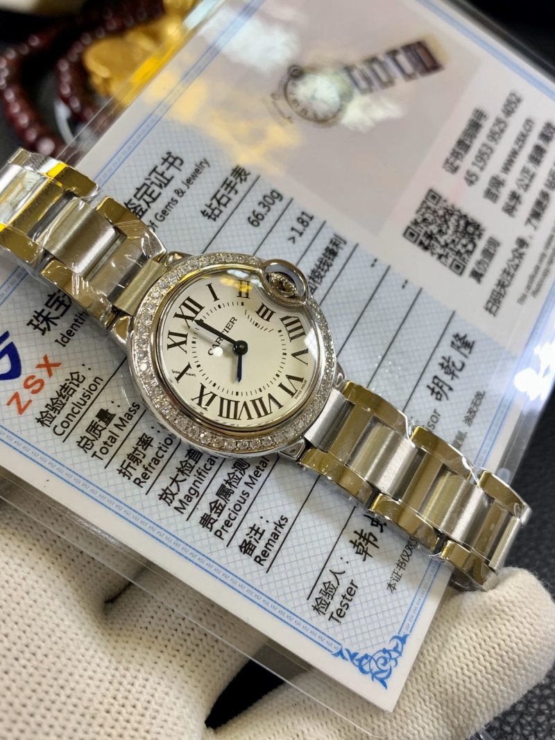 卡地亚蓝气球女表28mm 镶南非真钻正面图