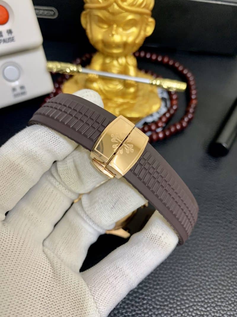 真金百达翡丽金表手雷复刻AQUANAUT系列5167R-001男表表扣图