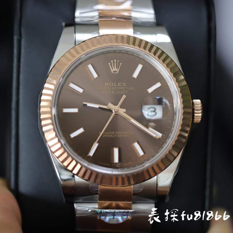 ar厂劳力士日志型41mm黄金玫瑰金对比评测正面图