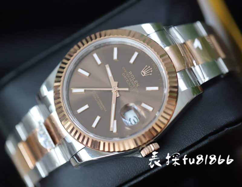 ar厂劳力士日志型41mm黄金玫瑰金对比评测正面图
