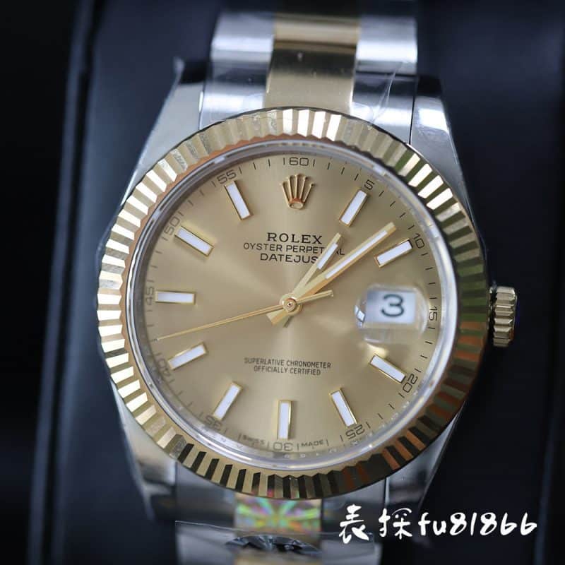ar厂劳力士日志型41mm黄金玫瑰金对比评测正面图