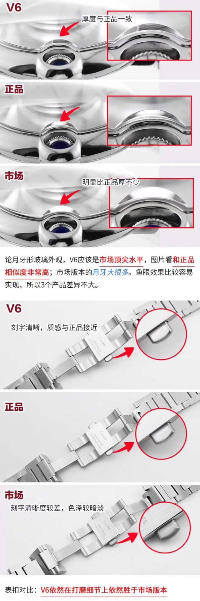 V6卡地亚蓝气球42大号男士复刻表评测——飞翔的蓝气球精品风格表冠表扣细节图