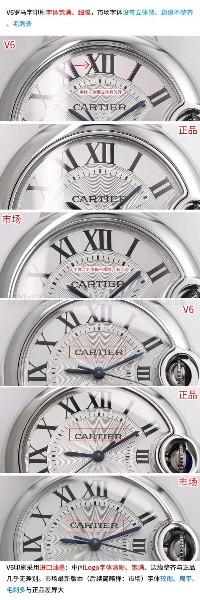 卡地亚复刻蓝气球经典手表款式V6厂升级版V7评测logo细节图