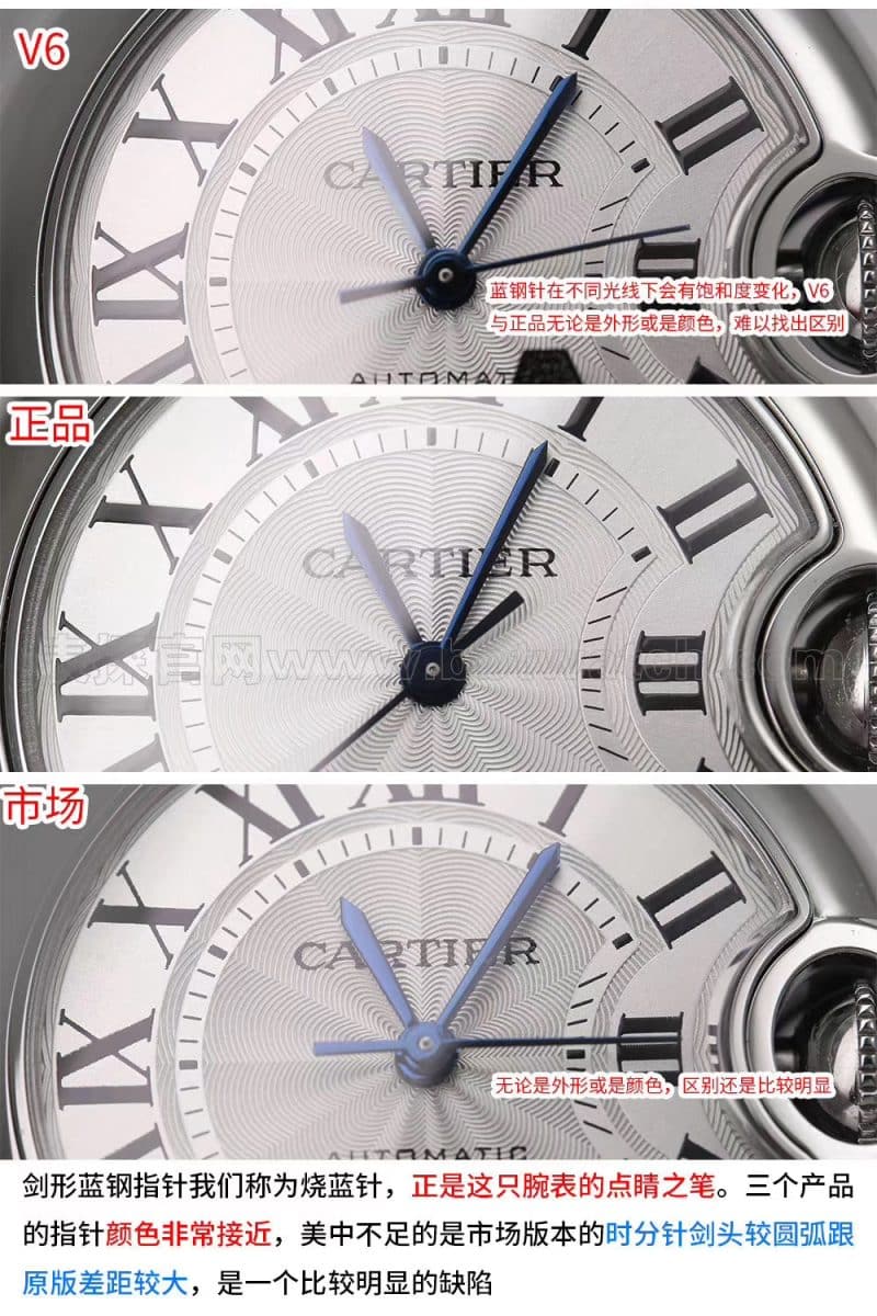 卡地亚复刻蓝气球经典手表款式V6厂升级版V7评测指针细节图