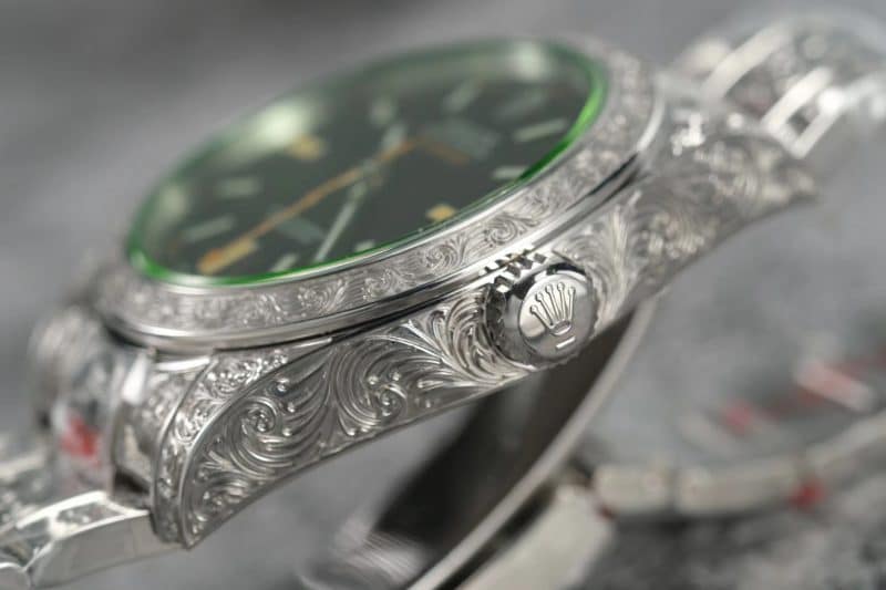 劳力士闪电图案雕花工艺品腕表鉴赏细节图
