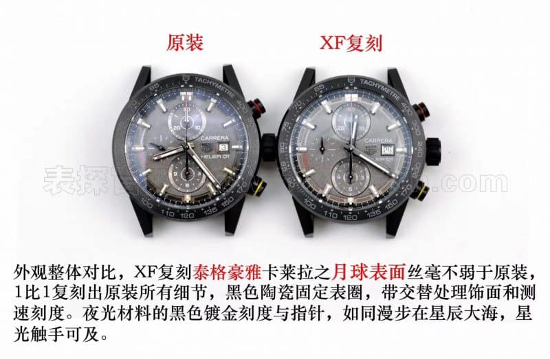 泰格豪雅卡莱拉之月球表面复刻表真假对比评测正面图
