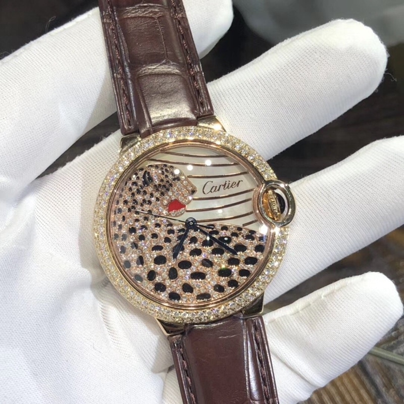 卡地亚蓝气球 霸气豹子面 直径36mm 瑞士机芯正面图