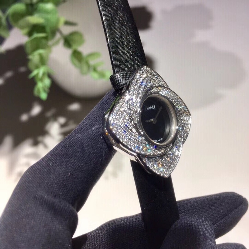 伯爵女装腕表花瓣可旋转18K金镶钻瑞士石英机芯侧面图
