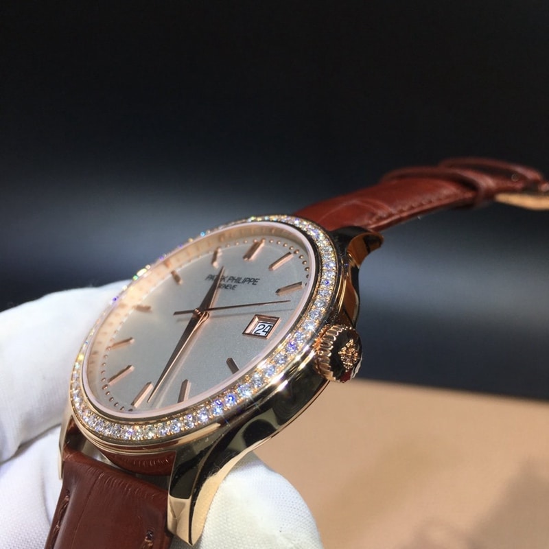 百达翡丽古典表系列 38mm 机械男表真金真钻侧面图