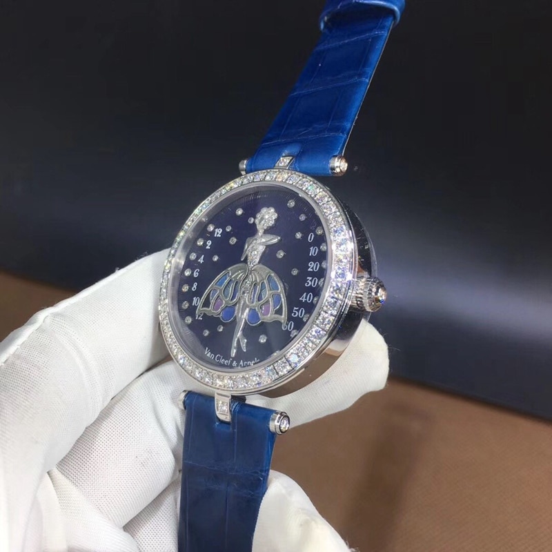 梵克雅宝小仙子南非真钻鳄鱼皮细节图
