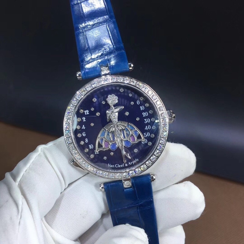 梵克雅宝小仙子南非真钻鳄鱼皮正面图