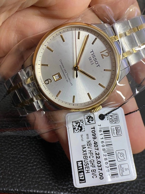 顶级复刻天梭杜鲁尔系列原单正品80小时储存动力t099间金男士机械手表正面图