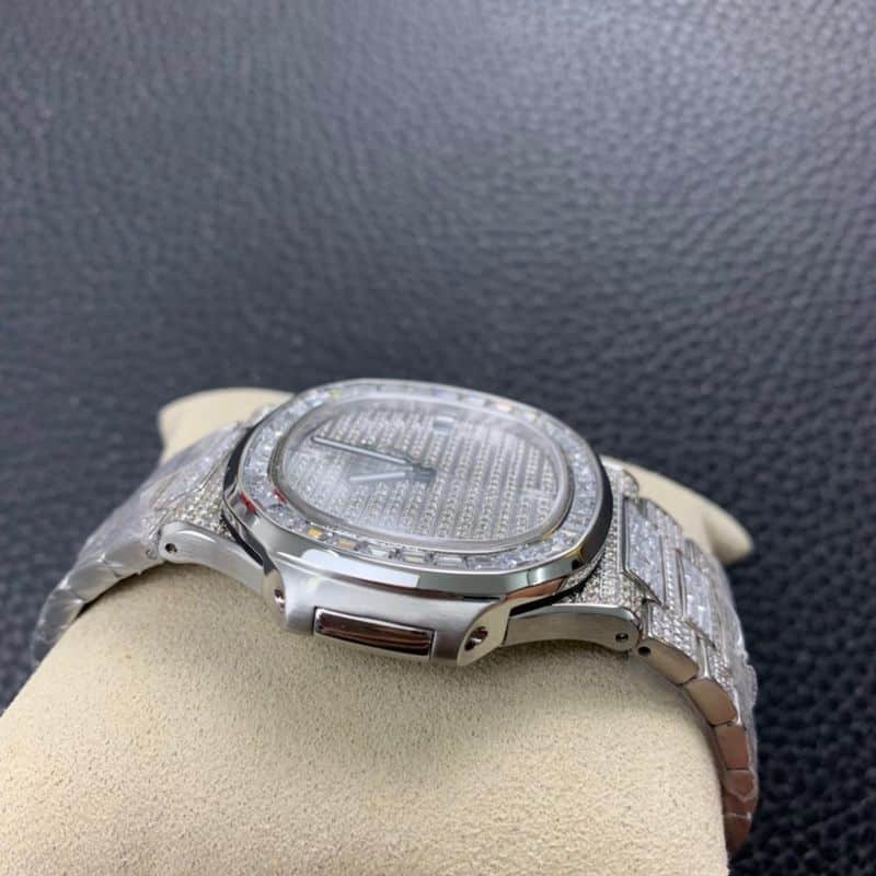百达翡丽复刻手表满天星方钻鹦鹉螺5719/1G-001侧面图