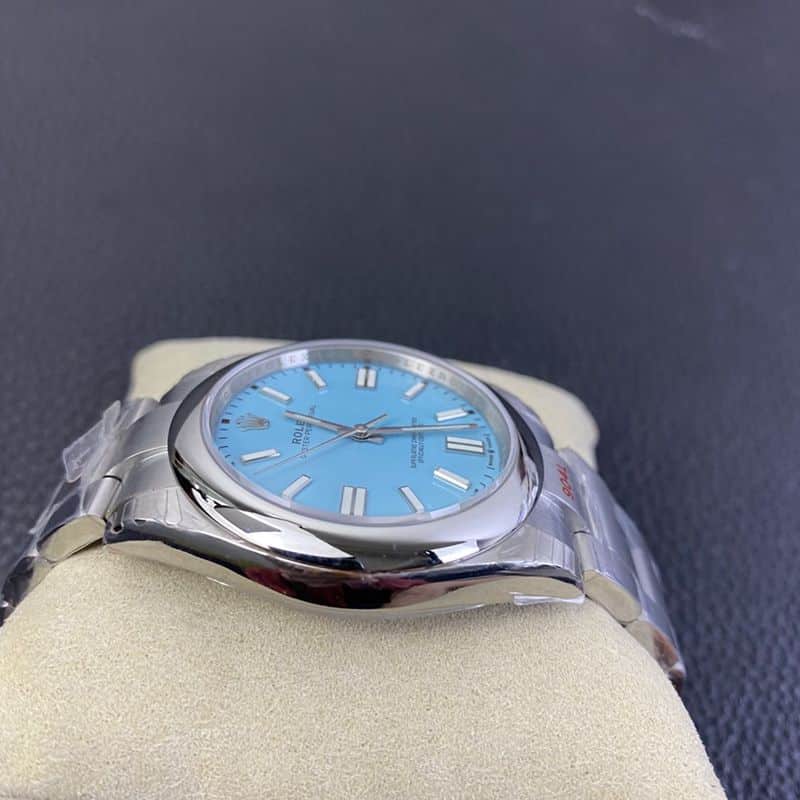 劳力士2020新款复刻手表蚝式恒动型蒂芙尼蓝盘3230机芯侧面图