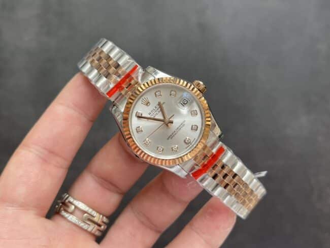 劳力士复刻手表日志型 31mm 间金女装腕表正面图