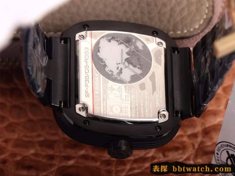 七个星期五复刻手表全黑超酷镂空SEVENFRIDAY/自动机械时尚男表瑞士钢带大表盘后盖图