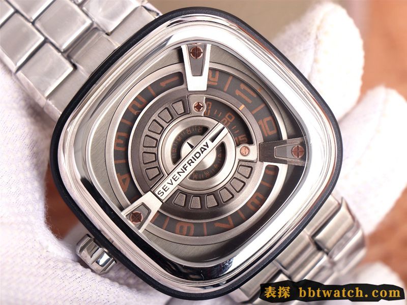 SEVENFRIDAY复刻/七个星期五手表自动机械男表瑞士钢带大表盘M系列正面图