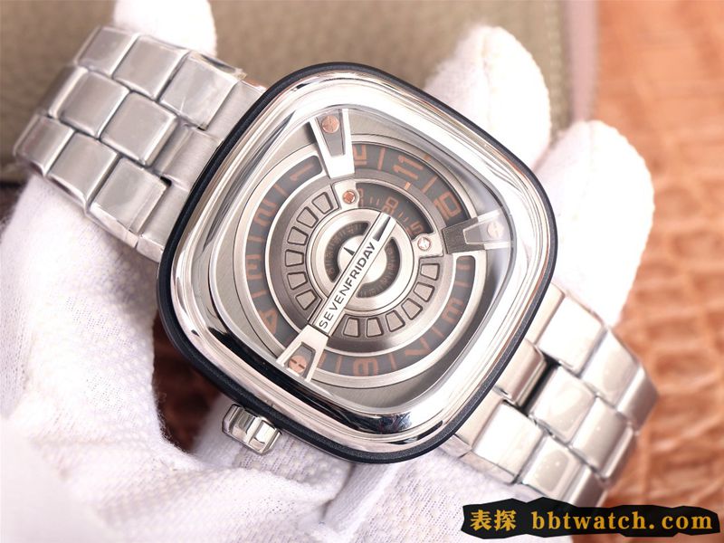 SEVENFRIDAY复刻/七个星期五手表自动机械男表瑞士钢带大表盘M系列正面图