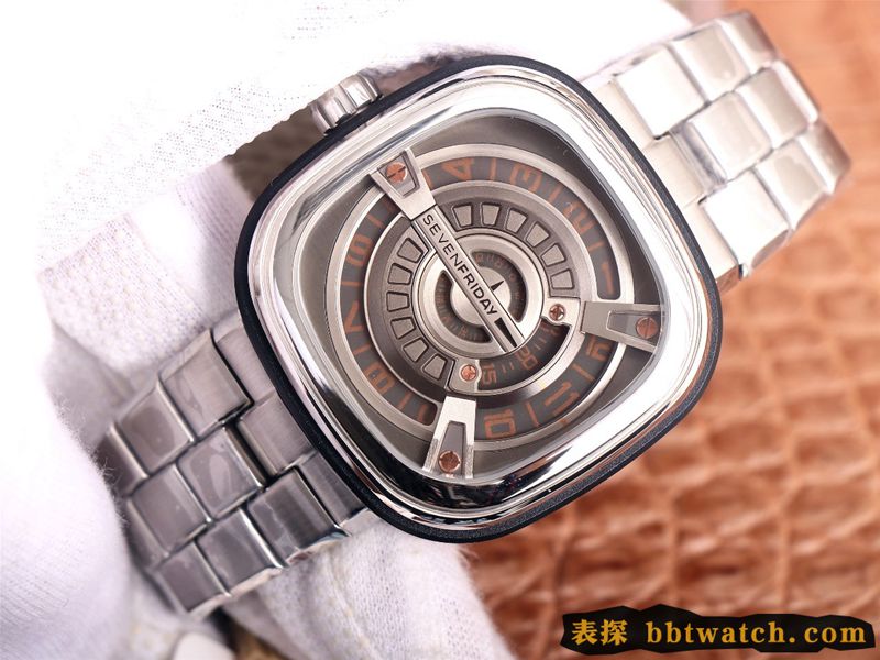 SEVENFRIDAY复刻/七个星期五手表自动机械男表瑞士钢带大表盘M系列正面图
