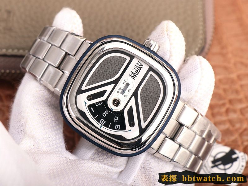 复刻手表SEVENFRIDAY/七个星期五手表瑞士自动机械男表钢带大表盘M1B/01M正面图