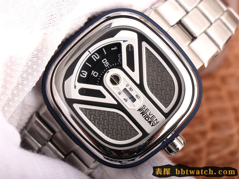复刻手表SEVENFRIDAY/七个星期五手表瑞士自动机械男表钢带大表盘M1B/01M正面图