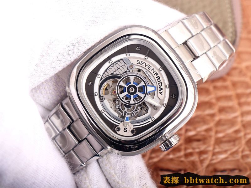SEVENFRIDAY七个星期五复刻手表自动机械男表瑞士钢带大表盘S1/01M正面图