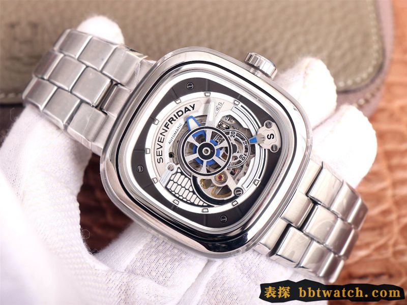 SEVENFRIDAY七个星期五复刻手表自动机械男表瑞士钢带大表盘S1/01M正面图
