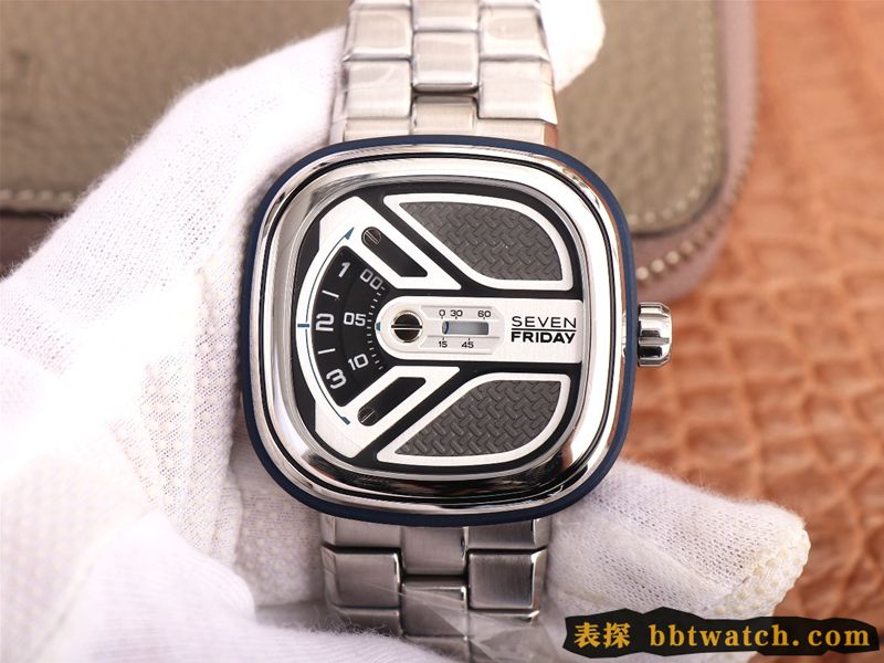 复刻手表SEVENFRIDAY/七个星期五手表瑞士自动机械男表钢带大表盘M1B/01M正面图