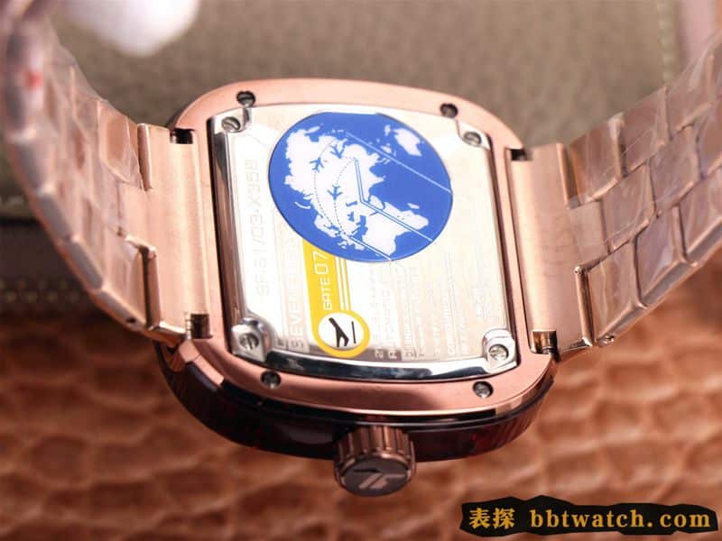 七个星期五复刻手表SEVENFRIDAY/自动机械男表瑞士钢带大表盘玫瑰金色后盖图